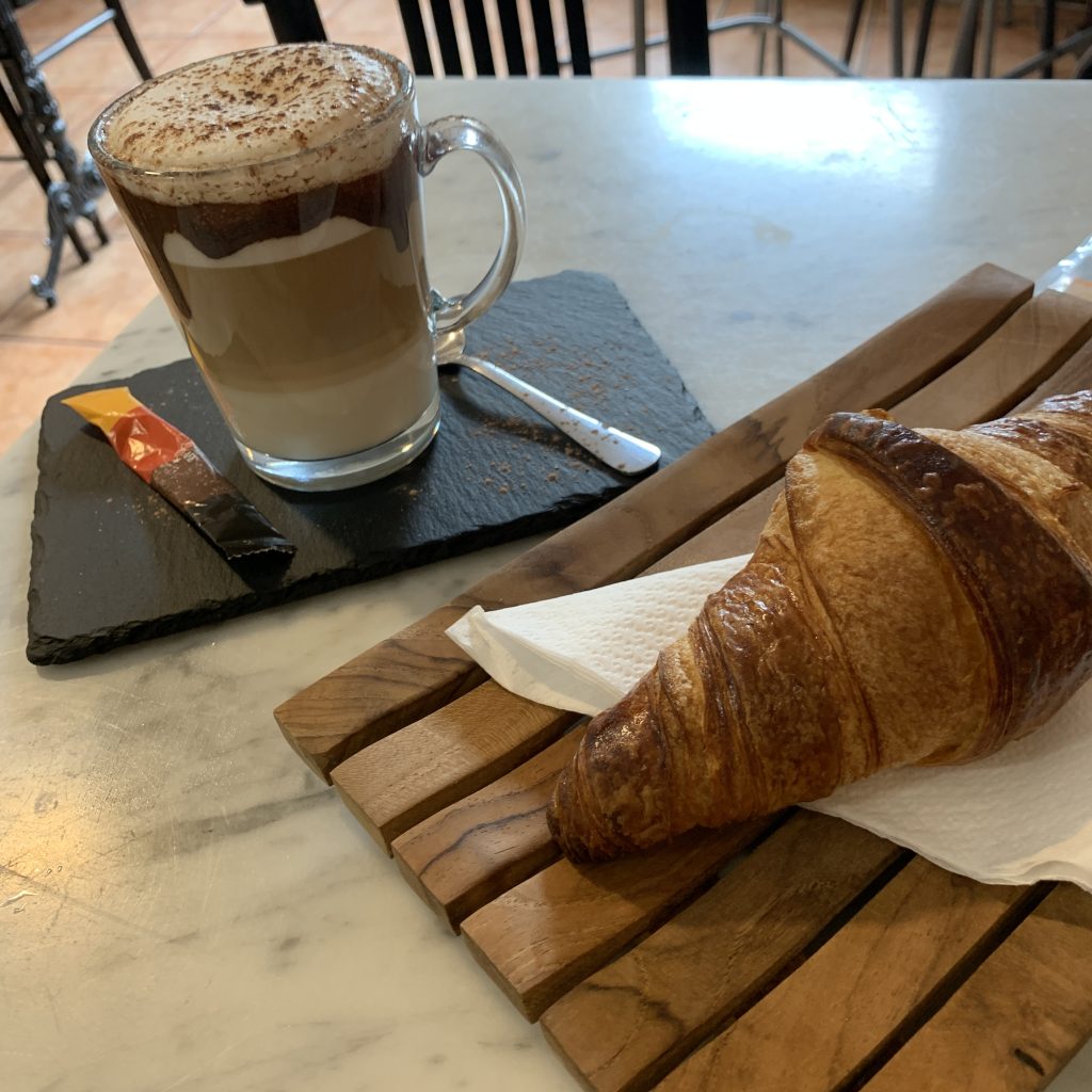 Mornings coffee with croissant 