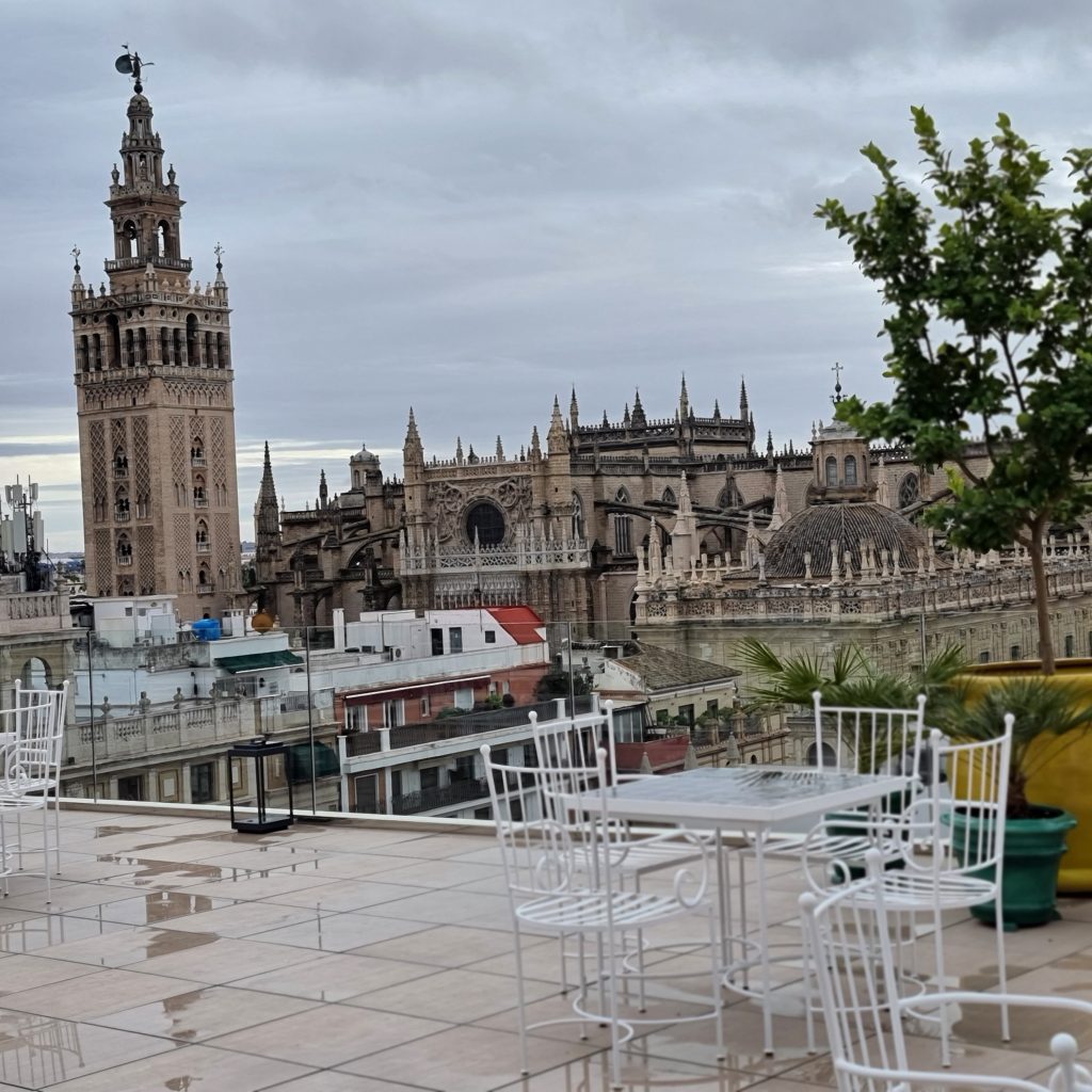 Enjoy Catedral de Sevilla amazing view from QUERENCIA DE SEVILLA hotel roof top bar as you sip your drink